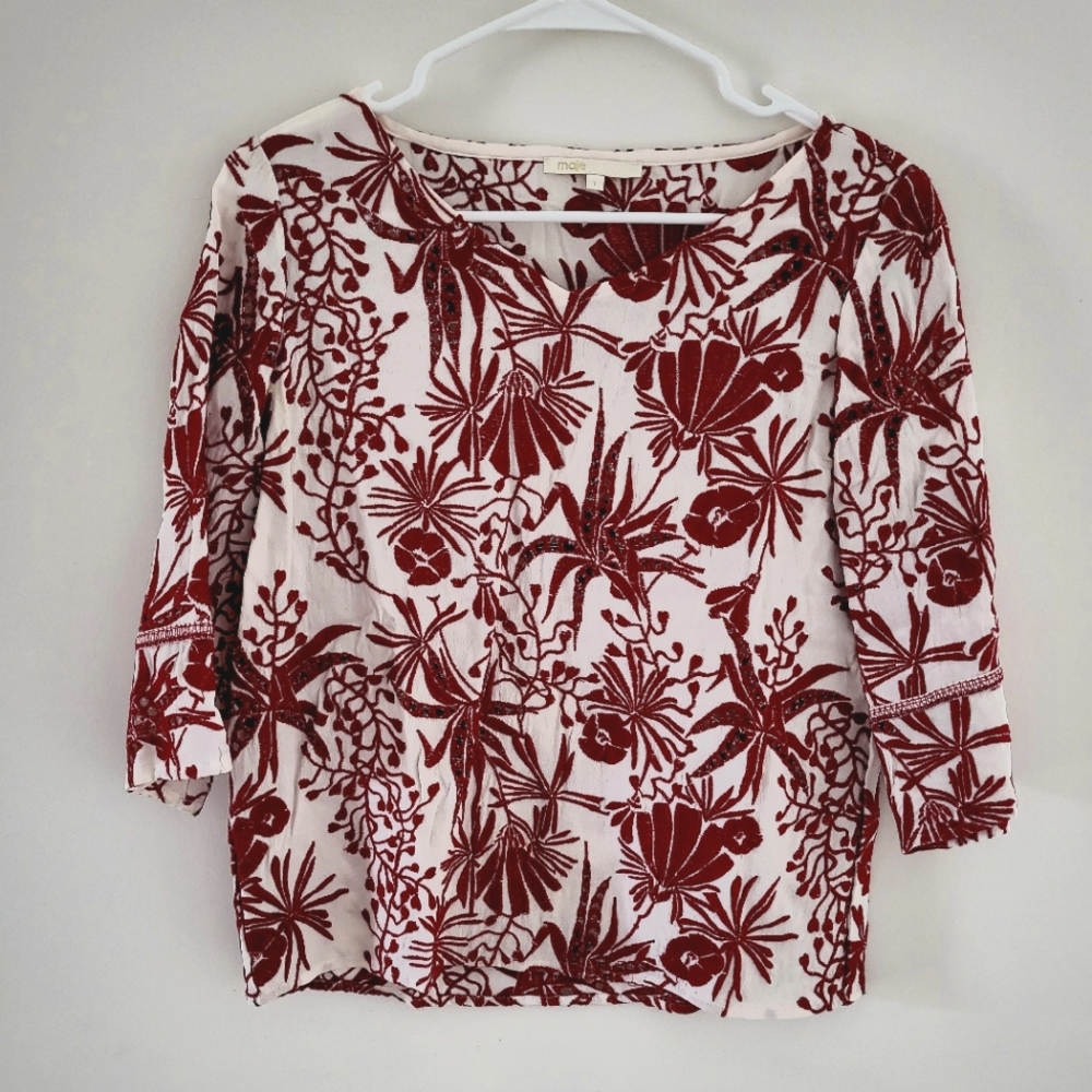 MAJE Red White Floral short Tunic